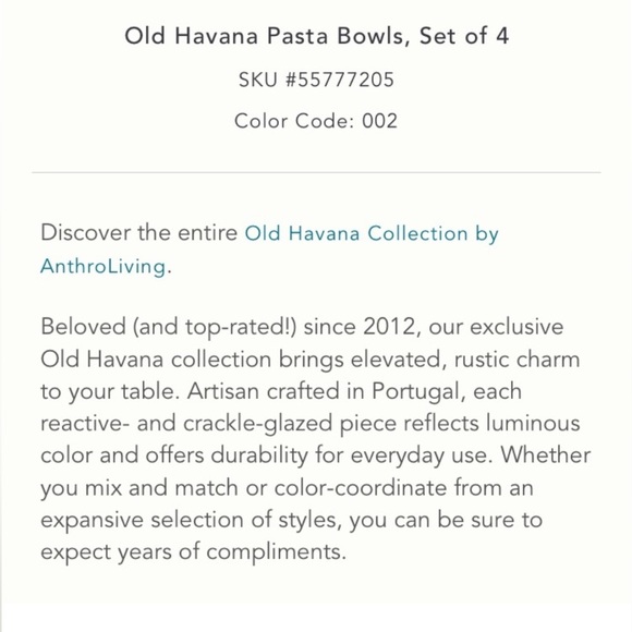 Anthropologie Old Havana Pasta Bowls Set of 2 NWT - Picture 4 of 9